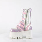 Demonia ASHES-120 Baby Pink Lavender Holographic Knee-High Boots