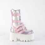 Demonia ASHES-120 Baby Pink Lavender Holographic Knee-High Boots