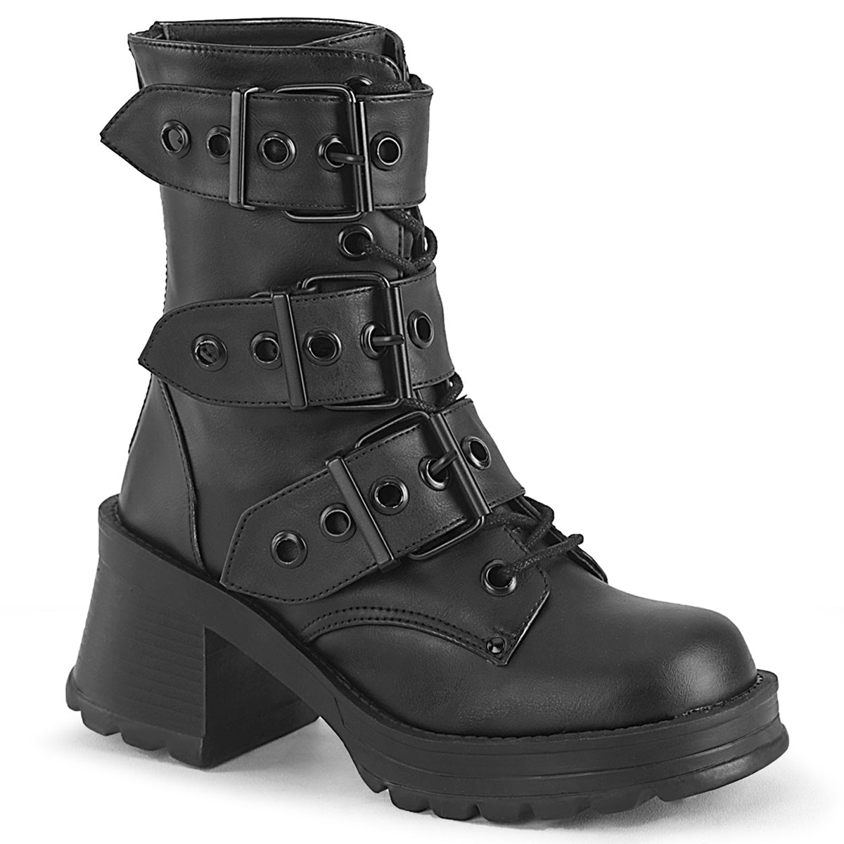 BRATTY-118 Black Vegan Leather
