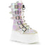 Demonia DAMNED-225 Pearl Iridescent Knee-High Boots