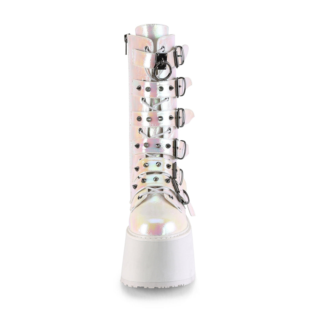Demonia DAMNED-225 Pearl Iridescent Knee-High Boots