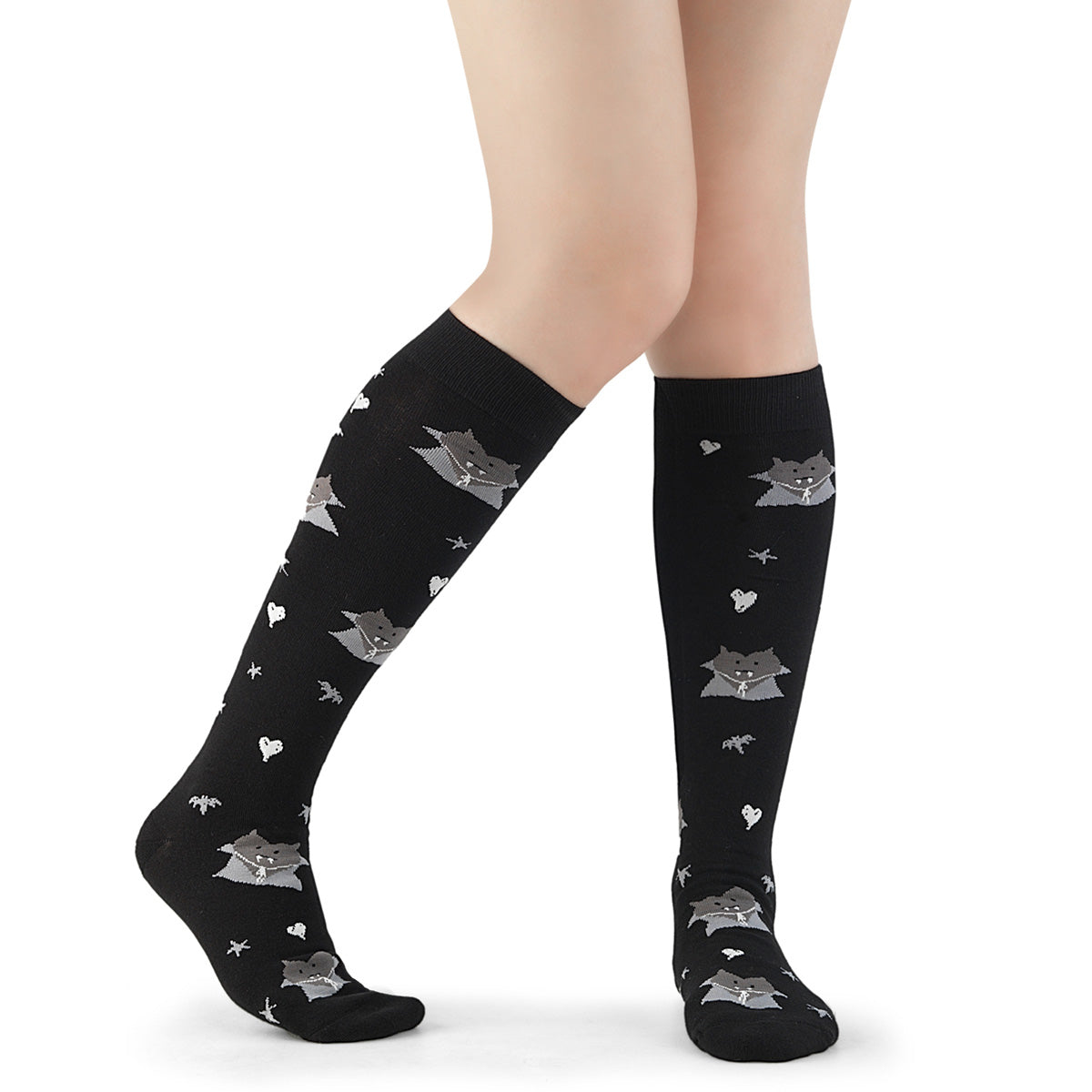 Demonia DH-202 Black Grey Knee-High Boots Main image