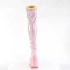 Demonia DYNAMITE-300 Black. Pink Stretch Hologram Over-the-Knee Boots