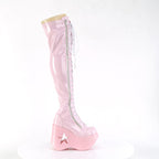 Demonia DYNAMITE-300 Black. Pink Stretch Hologram Over-the-Knee Boots