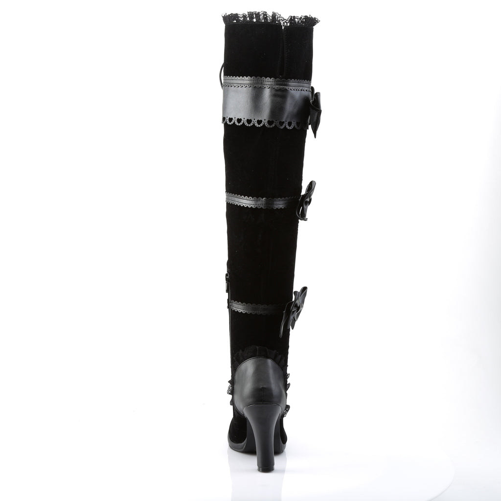 Demonia GLAM-300 Black Velvet Over-the-Knee Boots