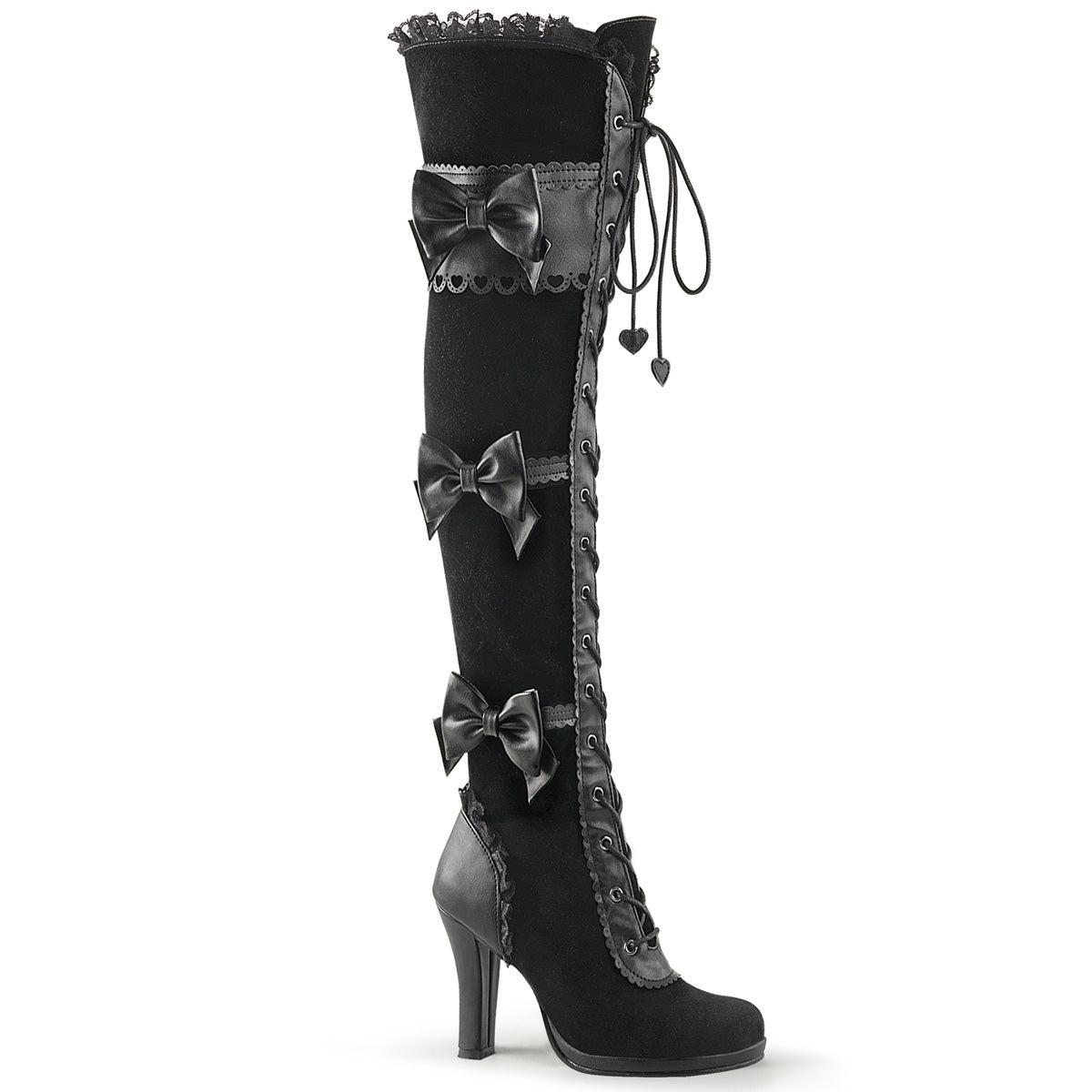 Demonia GLAM-300 Black Velvet Over-the-Knee Boots Main image
