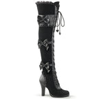 Demonia GLAM-300 Black Velvet Over-the-Knee Boots