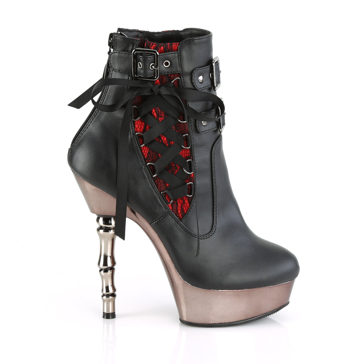 Demonia MUERTO-1030 Black Pewter Chrome Knee-High Boots