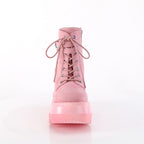 Demonia SHAKER-52 Black. Pink Vegan Suede Ankle Boots