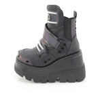 Demonia SHAKER-58 Green Multi Reflective Black Ankle Boots