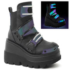 Demonia SHAKER-58 Green Multi Reflective Black Ankle Boots