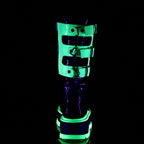 Demonia SLACKER-156 Black UV Neon Green Knee-High Boots