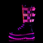 Demonia SLACKER-156 Black UV Neon Pink Knee-High Boots