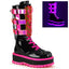 Demonia SLACKER-156 Black UV Neon Pink Knee-High Boots