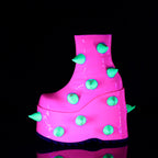 Demonia SLAY-77 UV Neon Pink Neon Green Ankle Boots