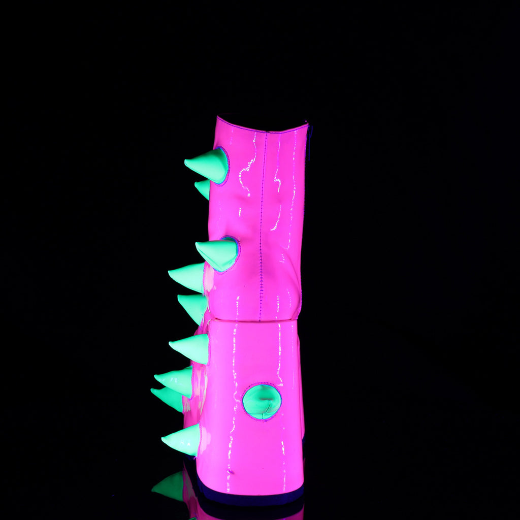 Demonia SLAY-77 UV Neon Pink Neon Green Ankle Boots