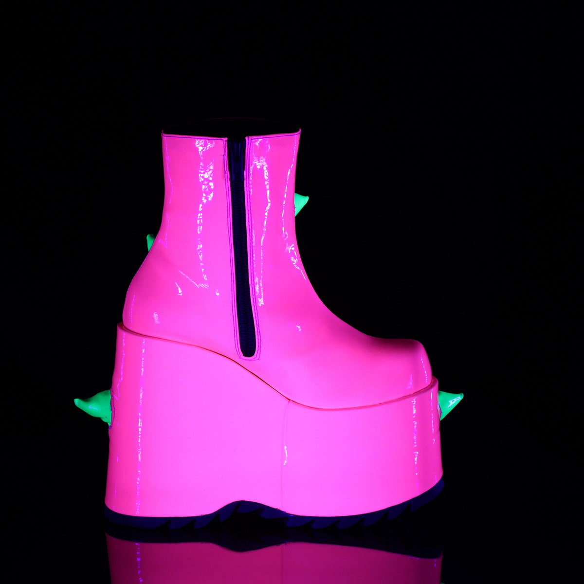 Demonia SLAY-77 UV Neon Pink Neon Green Ankle Boots