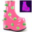 Demonia SLAY-77 UV Neon Pink Neon Green Ankle Boots