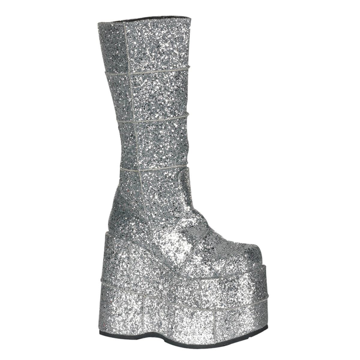 Demonia STACK-301G Silver Gltr Platform Heels Main image