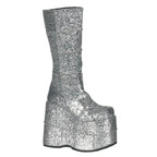 Demonia STACK-301G Silver Gltr Platform Heels