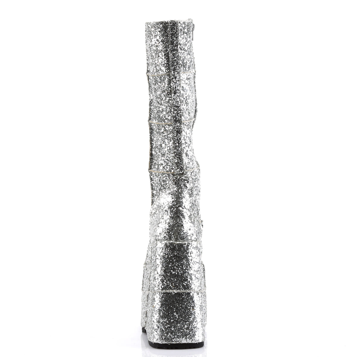 Demonia STACK-301G Silver Gltr Platform Heels