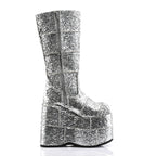 Demonia STACK-301G Silver Gltr Platform Heels
