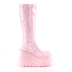 Demonia STOMP-200 Black. Pink Hologram Stretch Knee-High Boots