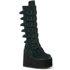 Demonia SWING-815 Emerald Velvet Knee-High Boots
