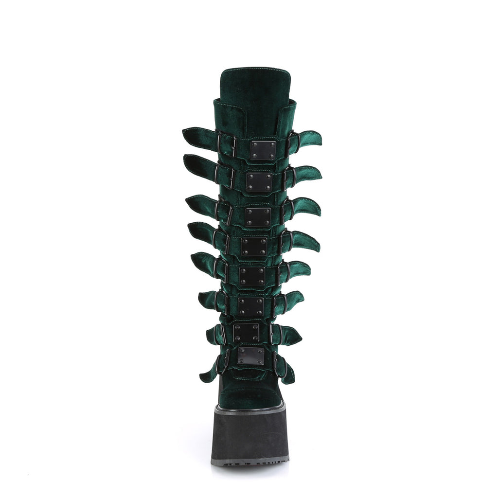 Demonia SWING-815 Emerald Velvet Knee-High Boots
