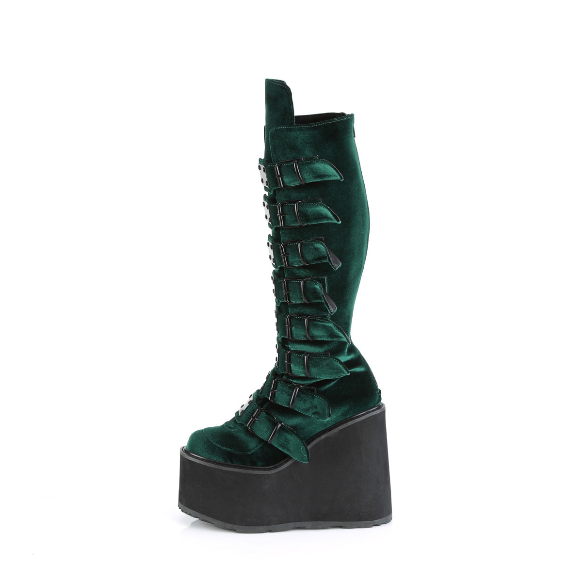 Demonia SWING-815 Emerald Velvet Knee-High Boots