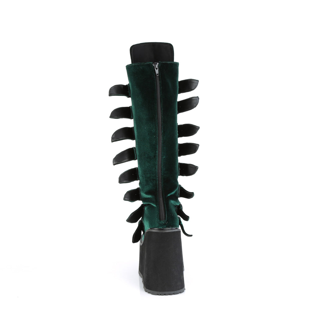 Demonia SWING-815 Emerald Velvet Knee-High Boots
