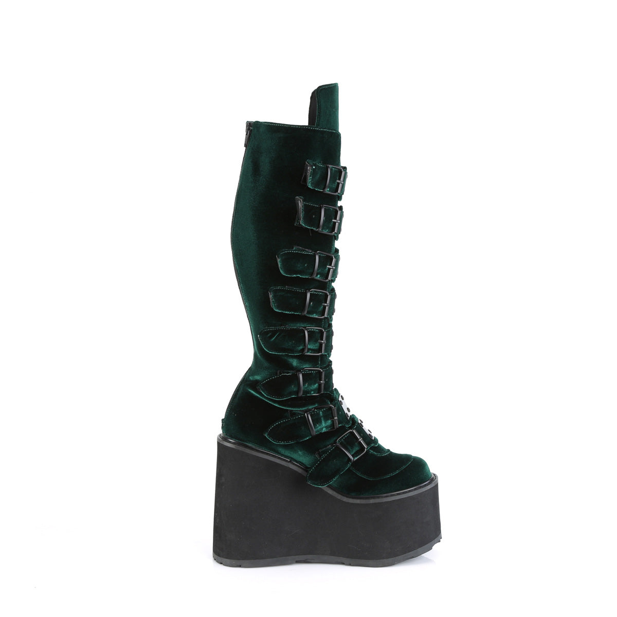 Demonia SWING-815 Emerald Velvet Knee-High Boots