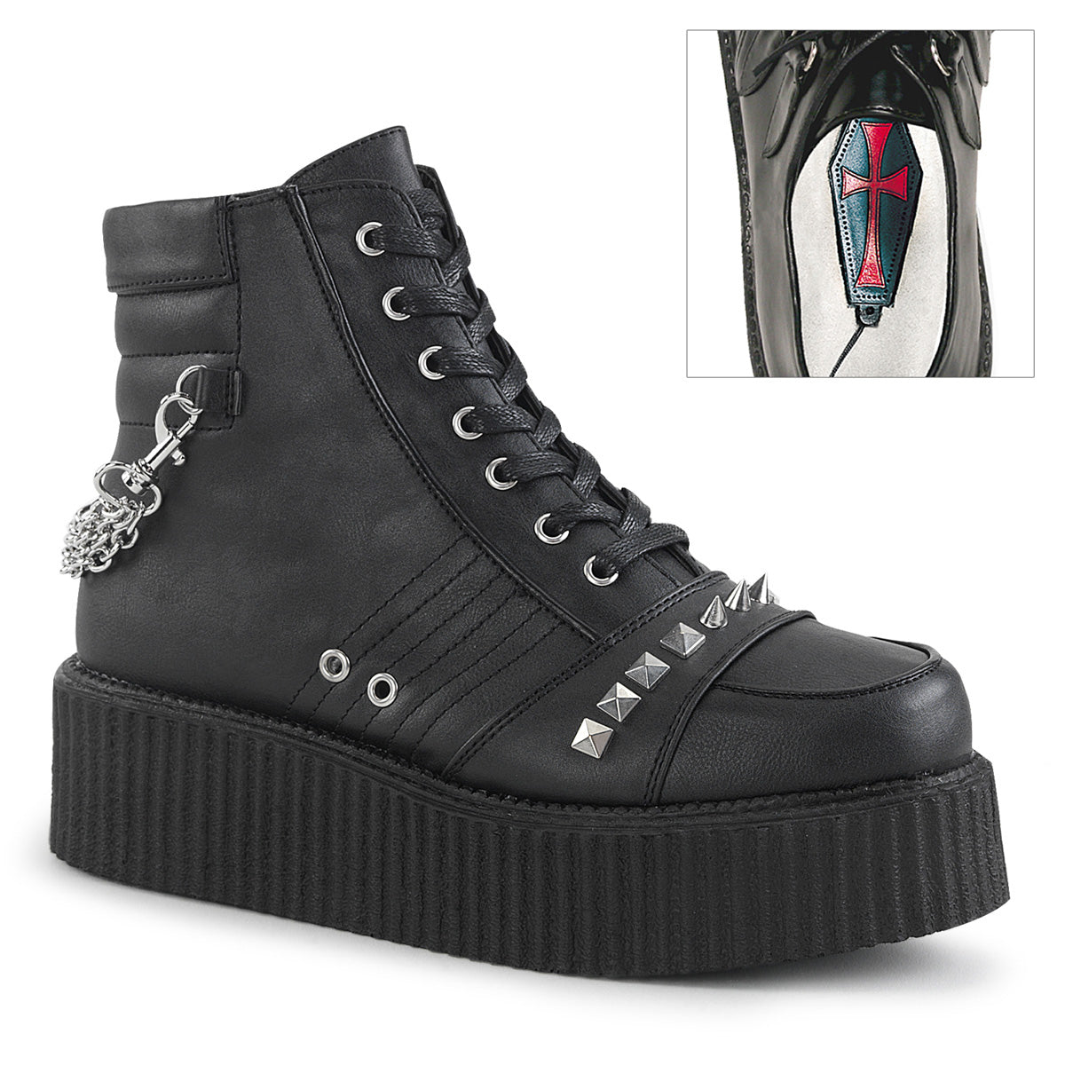 V-CREEPER-565 Black Vegan Leather