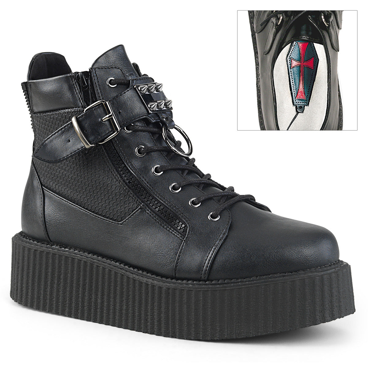 V-CREEPER-566 Black Vegan Leather Main image
