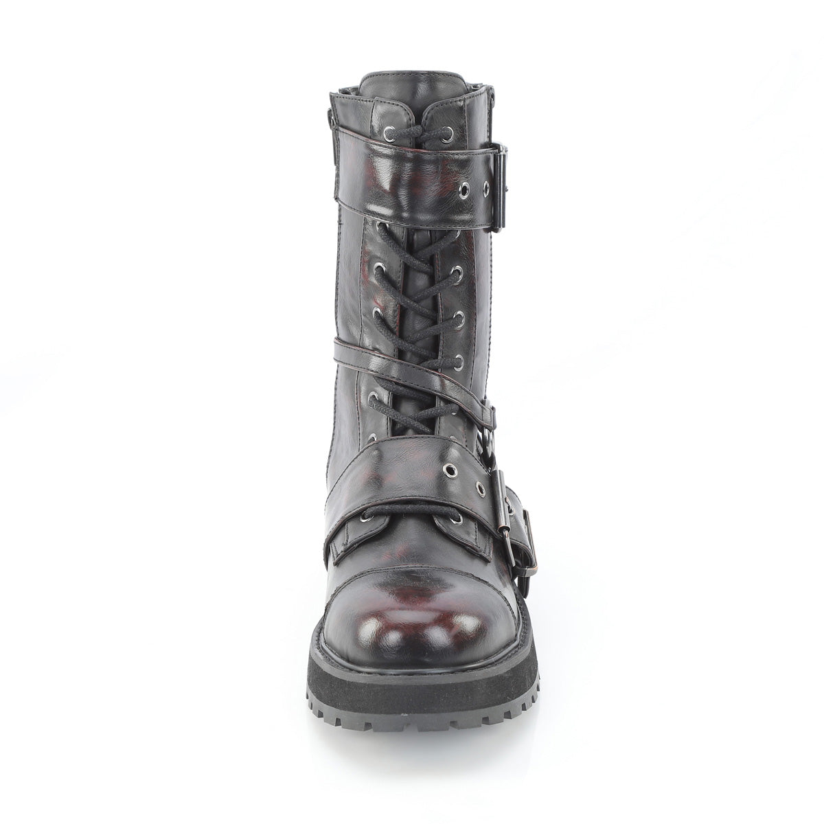 Demonia VALOR-220 Black Burgundy Rub Off Knee-High Boots