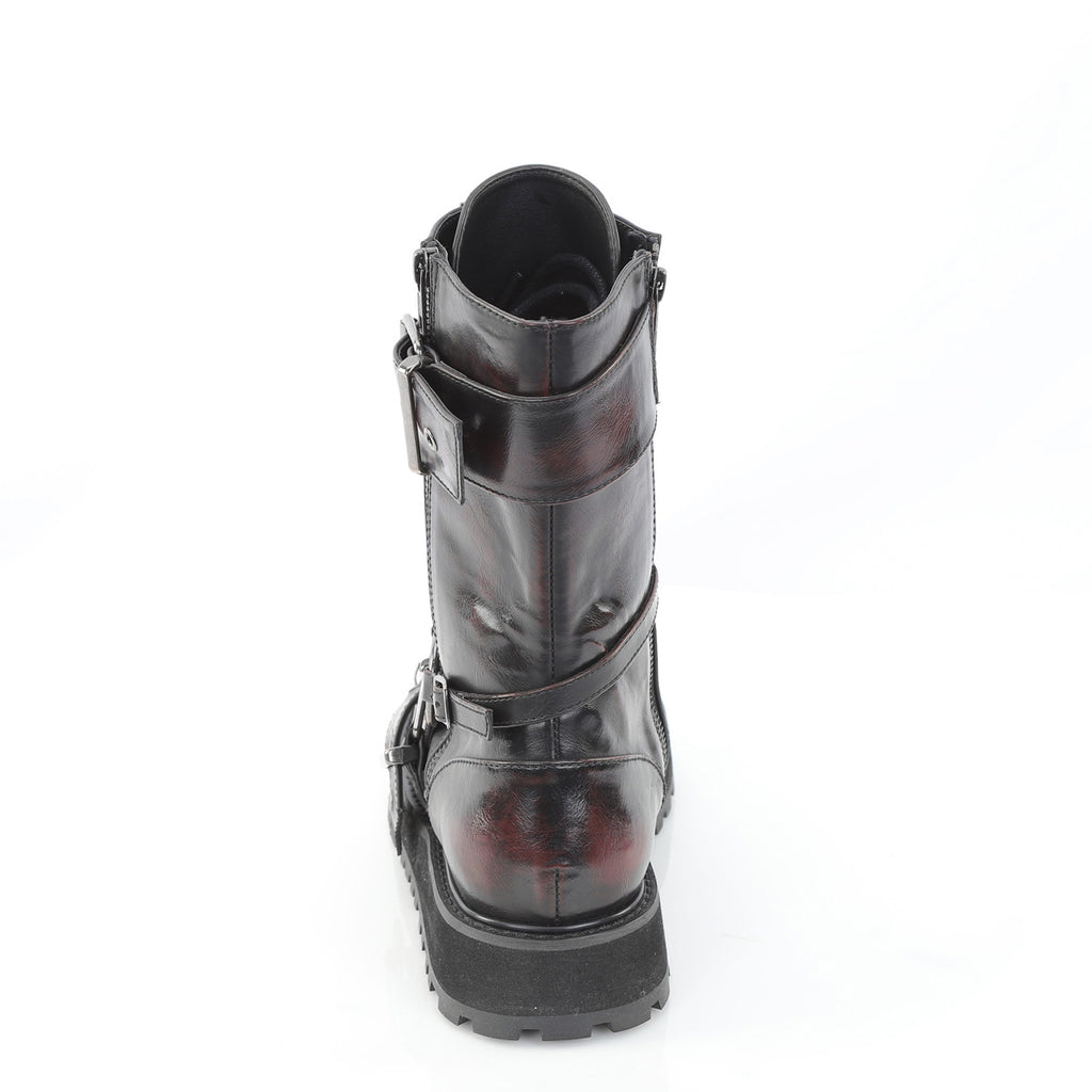 Demonia VALOR-220 Black Burgundy Rub Off Knee-High Boots