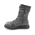 Demonia VALOR-220 Black Silver Rub Off Knee-High Boots