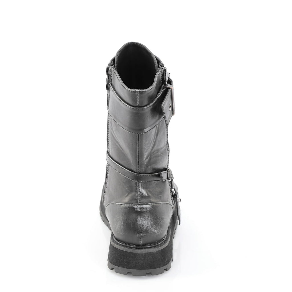 Demonia VALOR-220 Black Silver Rub Off Knee-High Boots