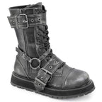 Demonia VALOR-220 Black Silver Rub Off Knee-High Boots