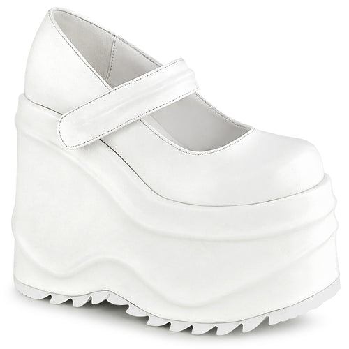 Demonia WAVE-32 White Platform Heels